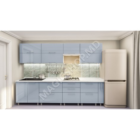 Bucătărie modulară „Quadro” 3.0m cu fațadă MDF (High Gloss)